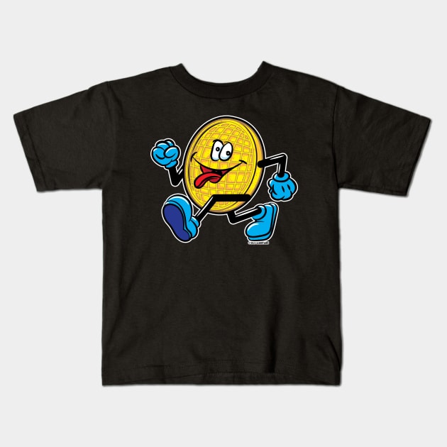 Happy Plain Waffle Mascot strutting Kids T-Shirt by eShirtLabs